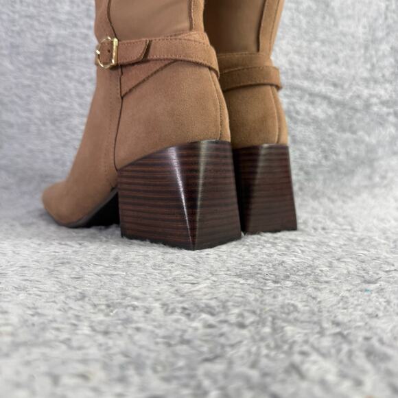 Blondo Twyla Tall Suede Boots Women's Size 10 Tan Taupe Riding Boots High Heel - Picture 3 of 13